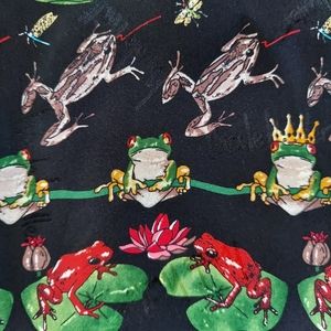Vintage Nicole Miller black silk frog scarf